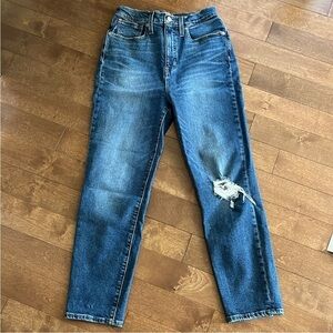 Madewell High Rise Mom Jeans Distressed Size 26